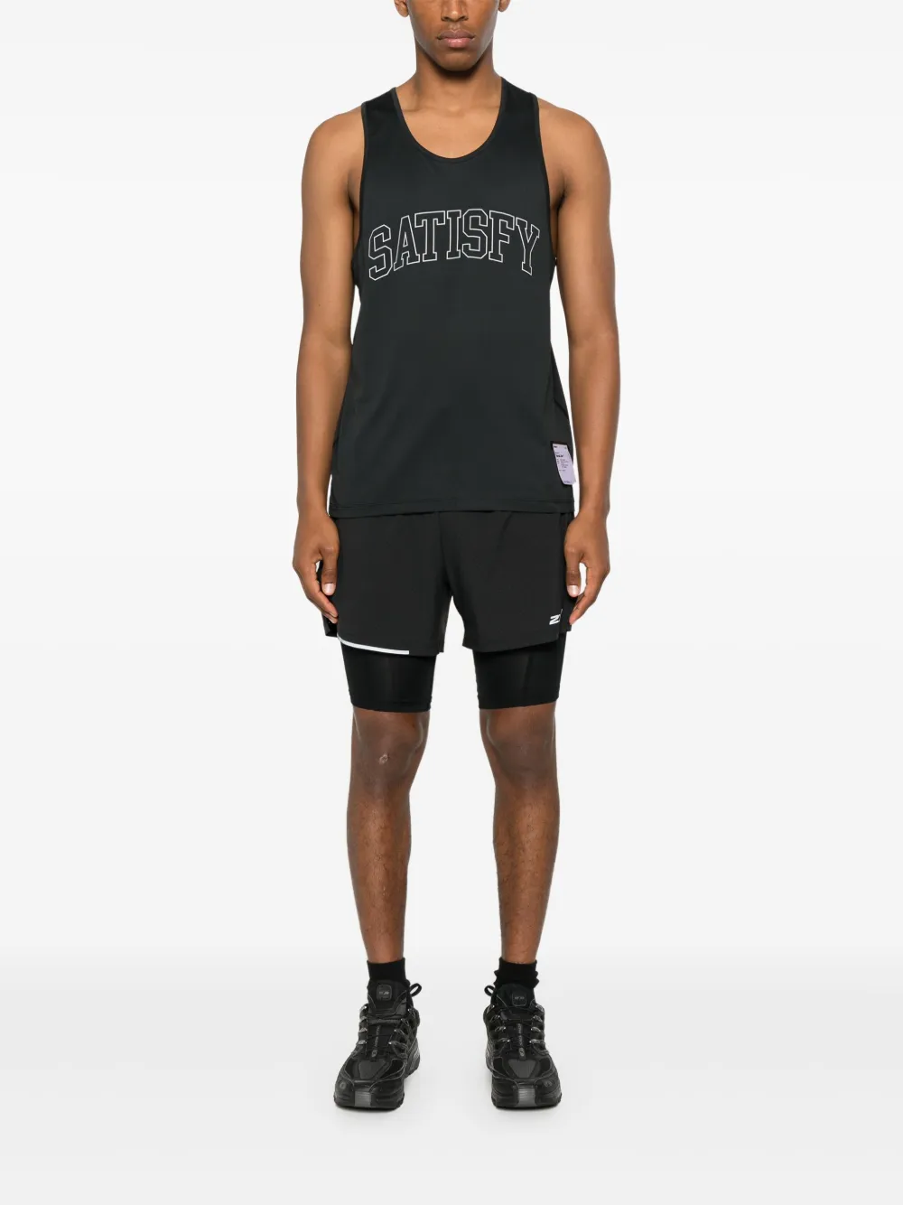 Satisfy Tanktop met logoprint - Zwart