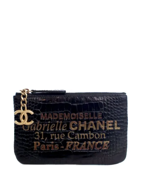 CHANEL Pre-Owned 2019 Croc Embossed Calfskin Mademoiselle Gabrielle Signature pouch