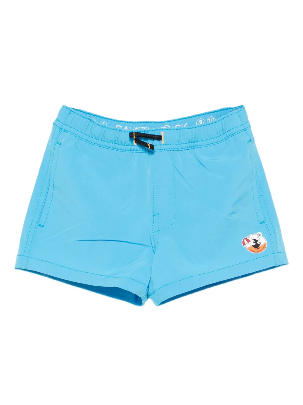 Save The Duck Kids Zwembroek met trekkoordtaille en opgestikte zak Blauw