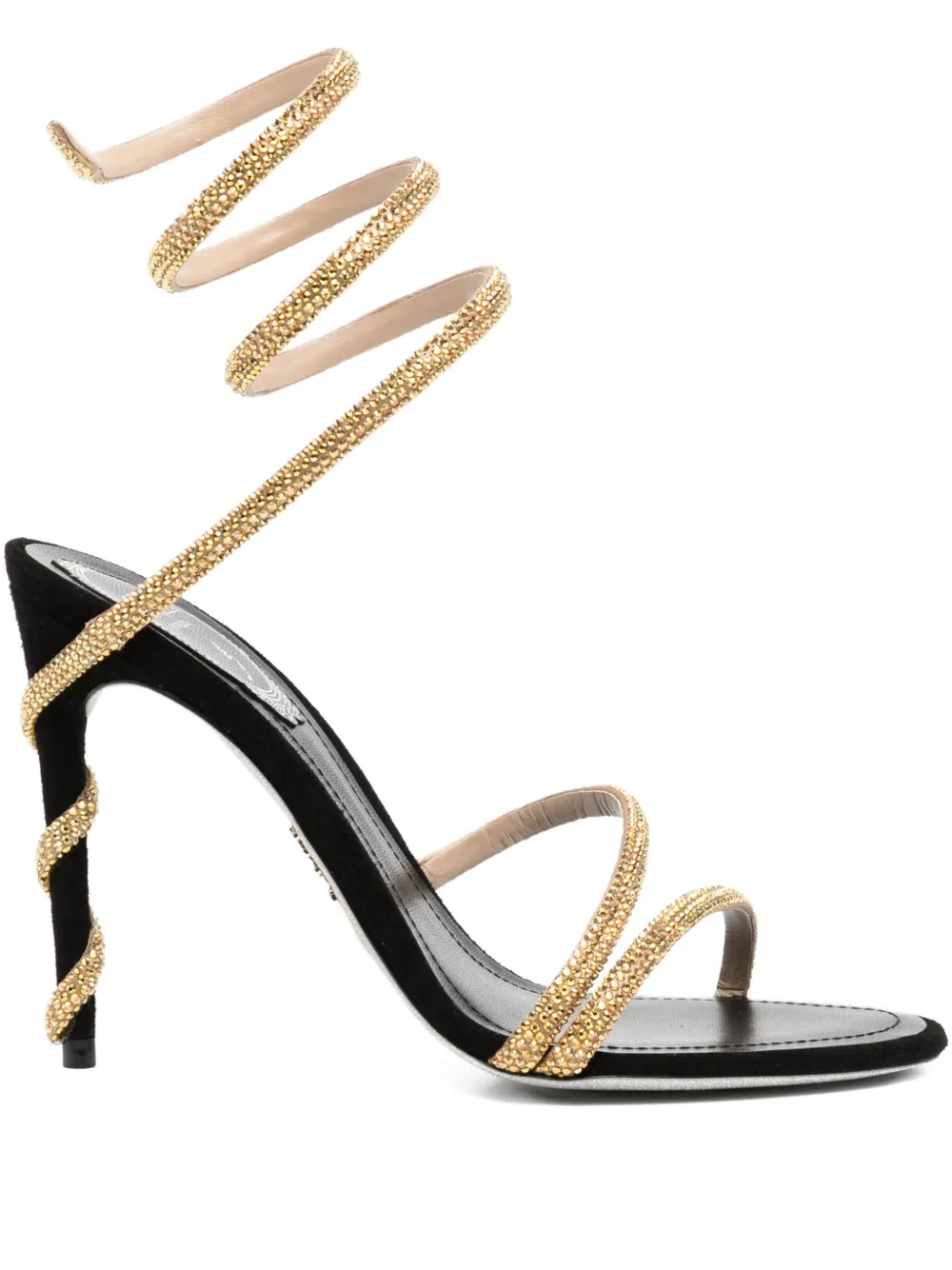 René Caovilla 110mm crystal-embellished spiral sandals Black