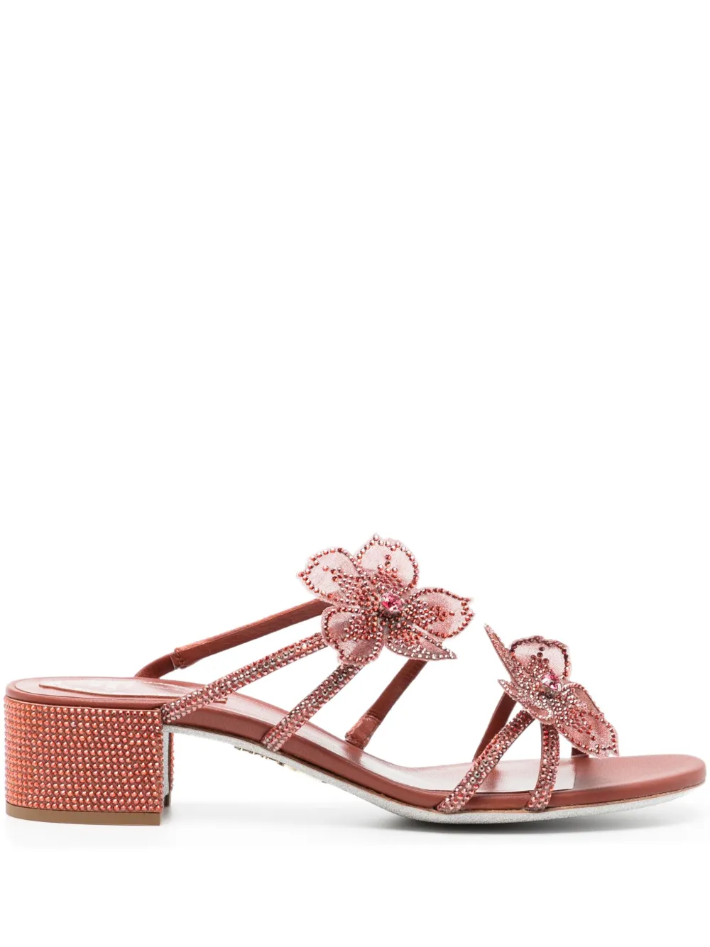René Caovilla 50mm Peach Flower sandals Brown
