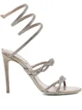 René Caovilla 110mm crystal-embellished spiral-wrap sandals - Neutrals