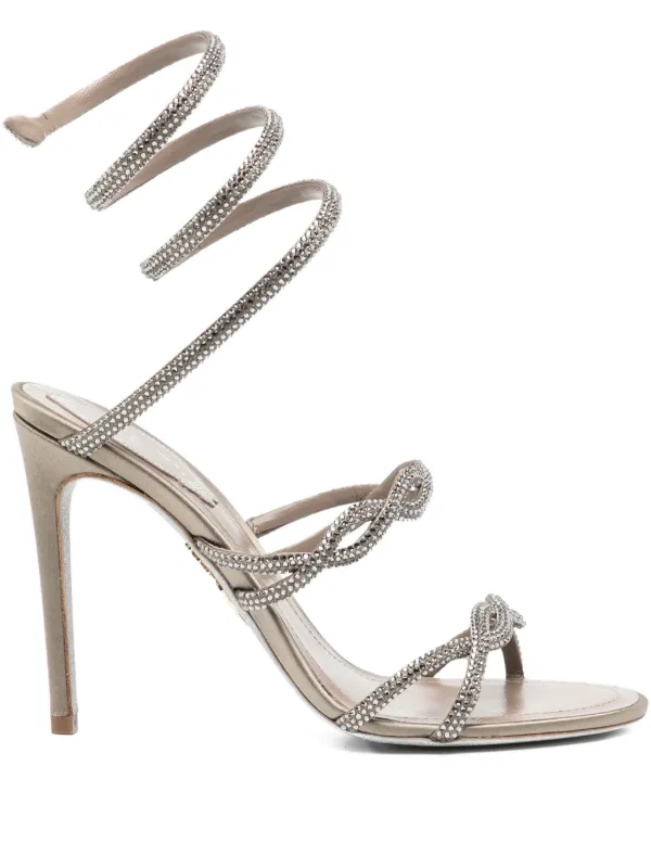 RENE CAOVILLA 34ハーフ René Caovilla 110mm crystal-embellished spiral-wrap Sandals