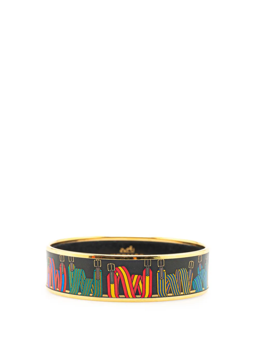 Hermès Pre-Owned 20th Century Wide Les Sangles Enamel Bangle 65 Hermès Pre-Owned 20th Century Wide Les Sangles Enamel Bangle 65