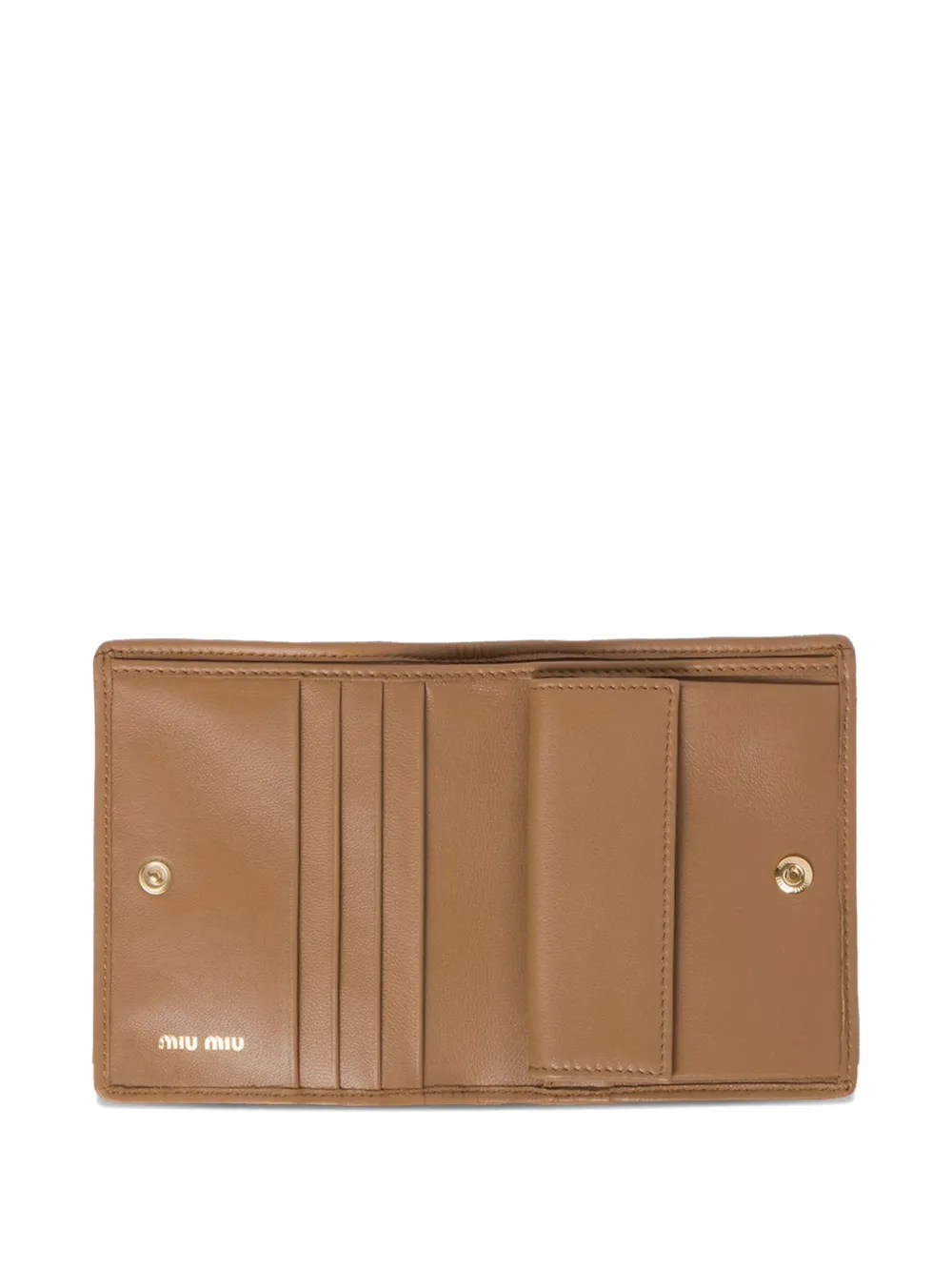 Miu matelassé-quilted leather wallet Bruin
