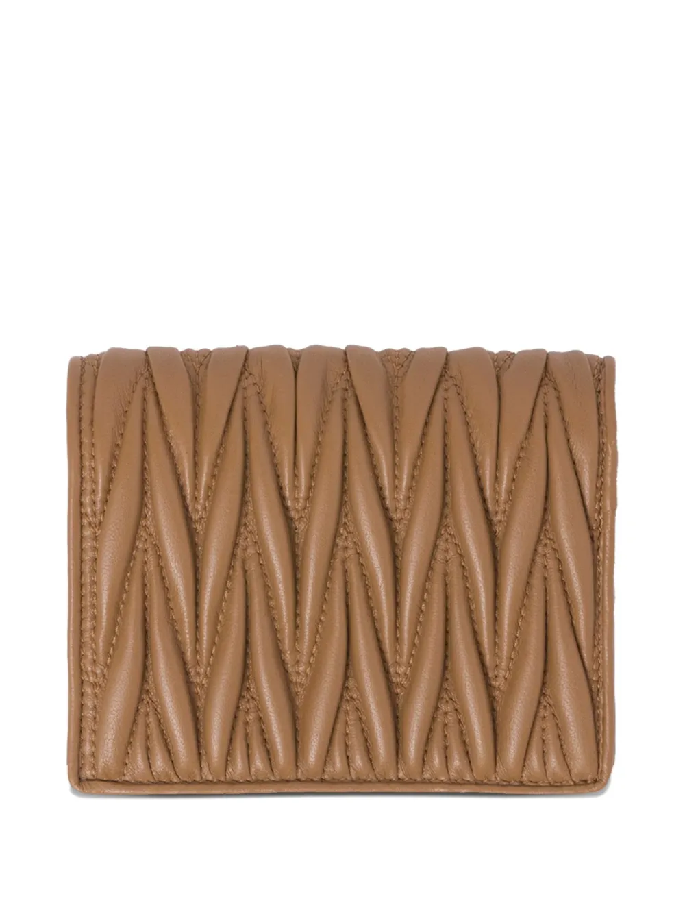 Miu matelassé-quilted leather wallet Bruin