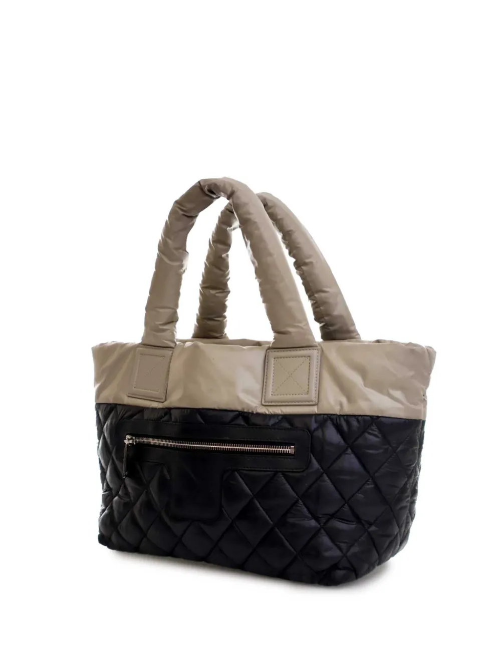 Pre-owned Chanel 2014 Small Quilted Nylon Coco Cocoon Tote Bag In Black