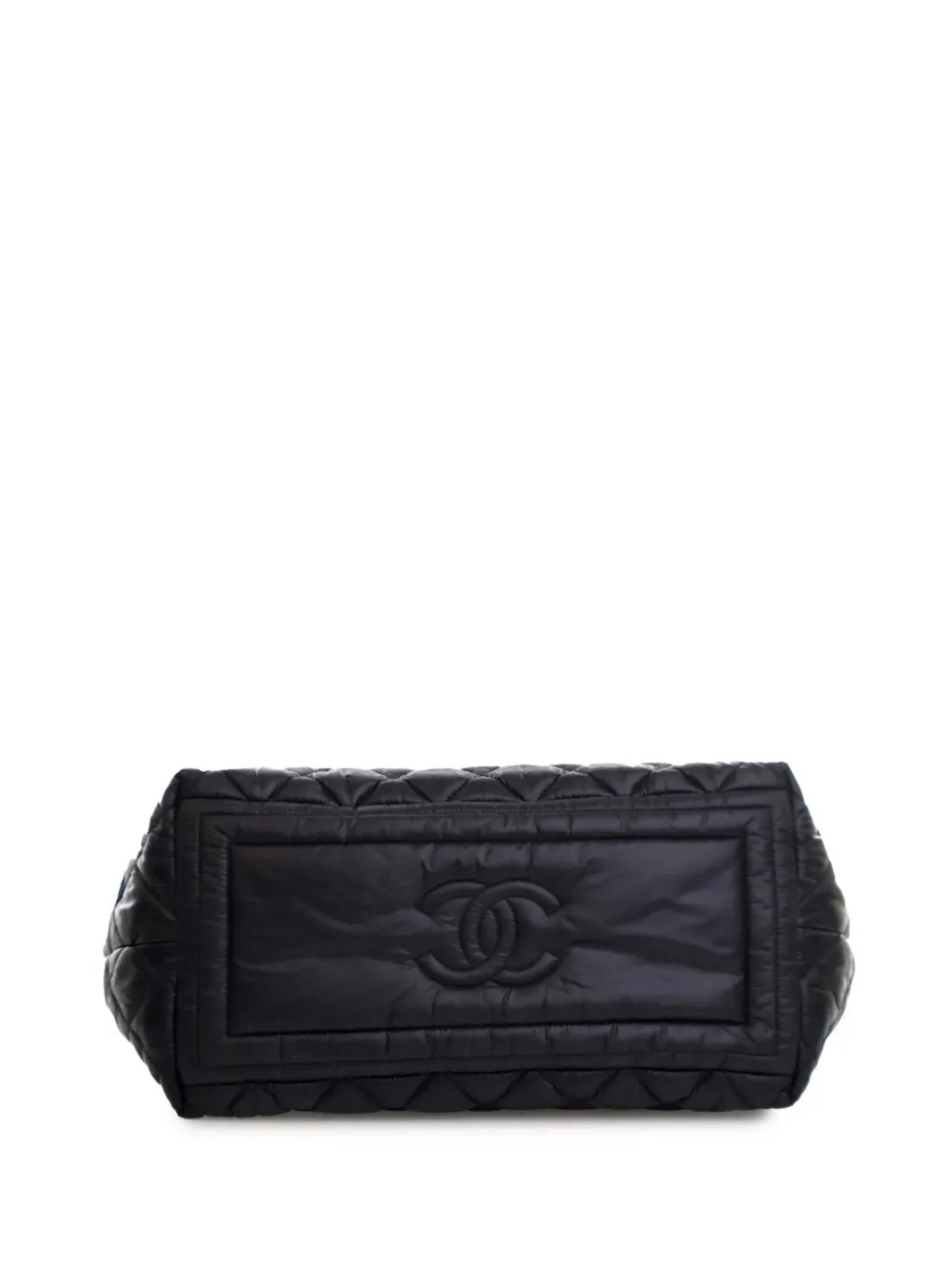 Pre-owned Chanel 2014 Small Quilted Nylon Coco Cocoon Tote Bag In Black