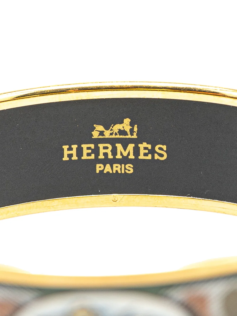 Pre-owned Hermes 20th Century Wide Bird Feather Enamel Bangle 65 Costume Bracelet In Gold