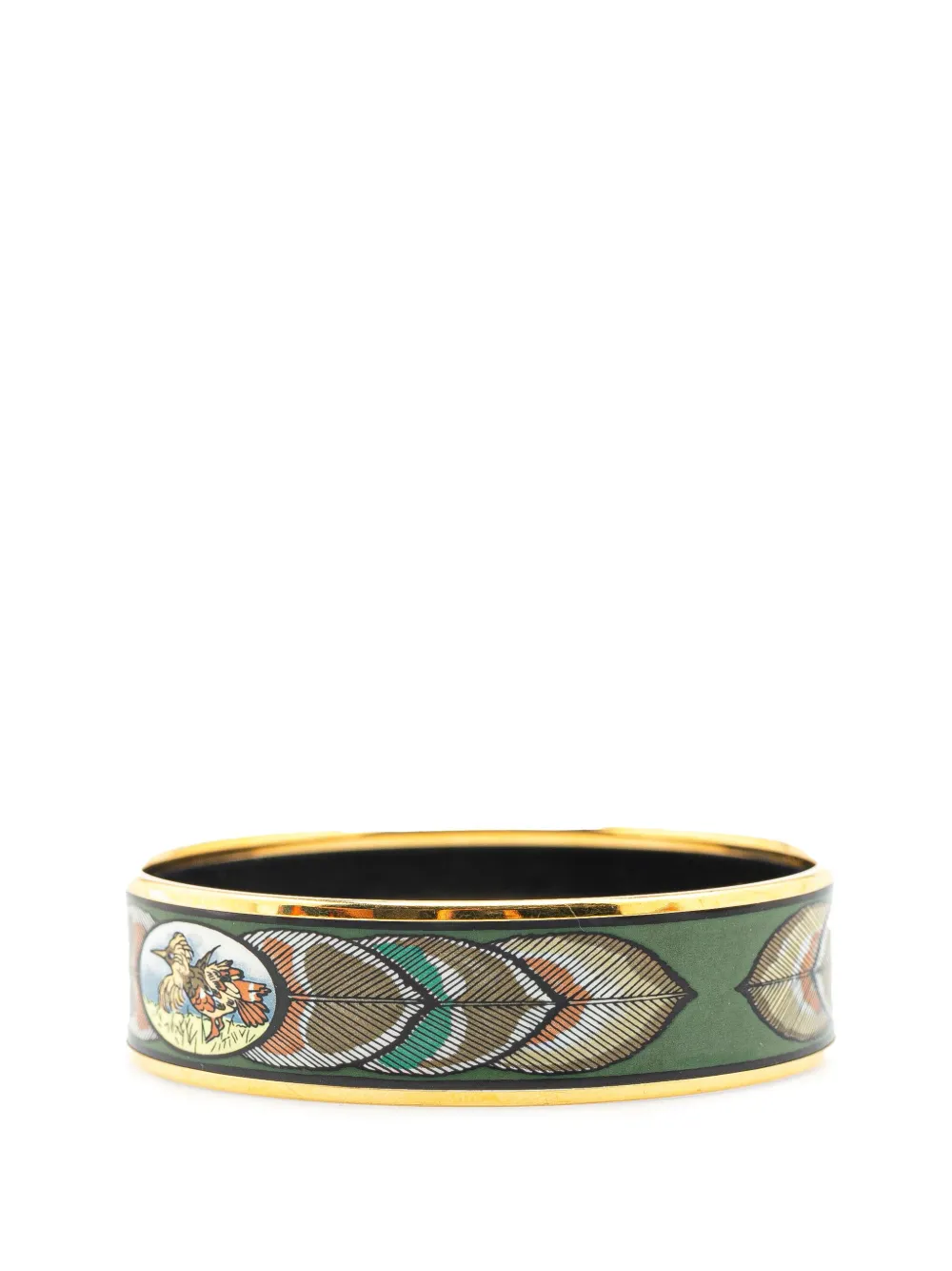 Hermès Pre-Owned pulsera ancha Bird Feather de 65 esmaltada del siglo XX | Image 2