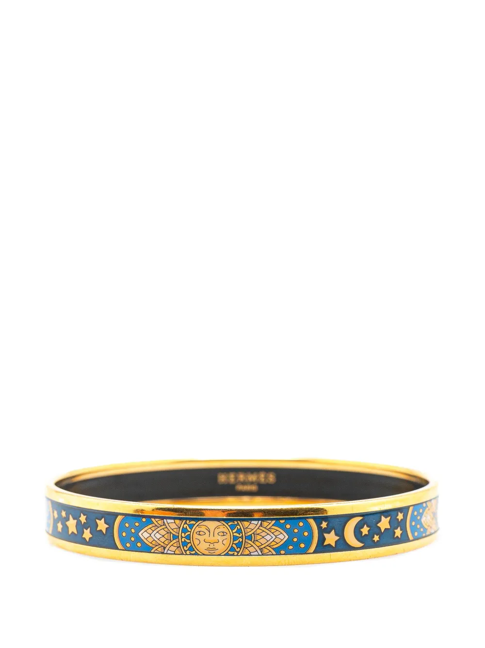 Pre-owned Hermes 20th Century Narrow Sun Moon Stars Enamel Bangle 65 Costume Bracelet