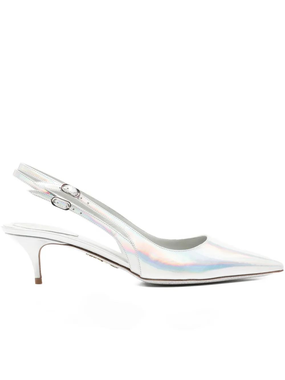 René Caovilla 55mm iridescent slingback pumps Grey