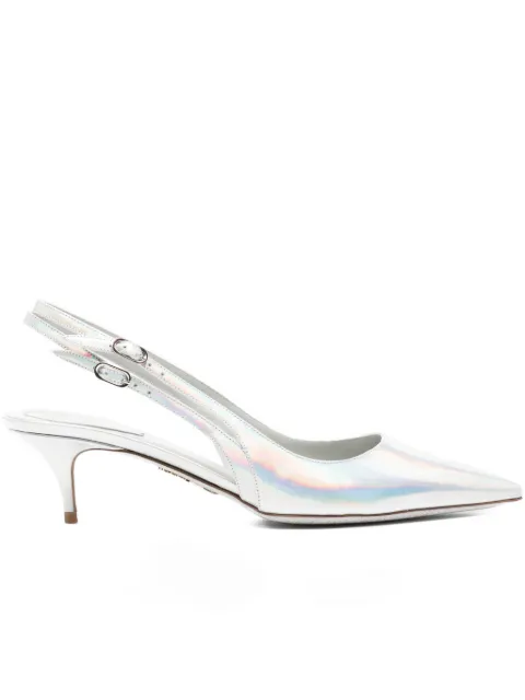 René Caovilla 55mm iridescent slingback pumps