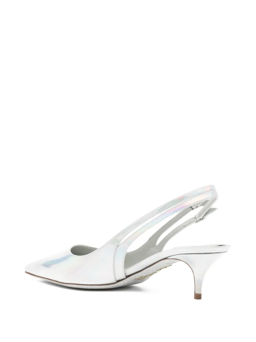 René Caovilla 55 mm iriserende slingback pumps Grijs