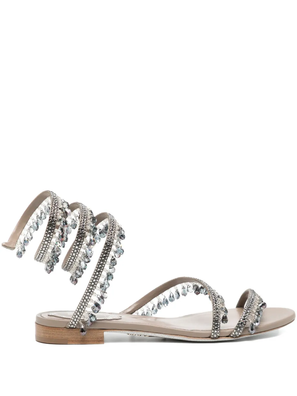 René Caovilla Sandalen verfraaid met kristallen Beige