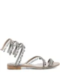 René Caovilla crystal-embellished spiral-wrap sandals - Neutrals