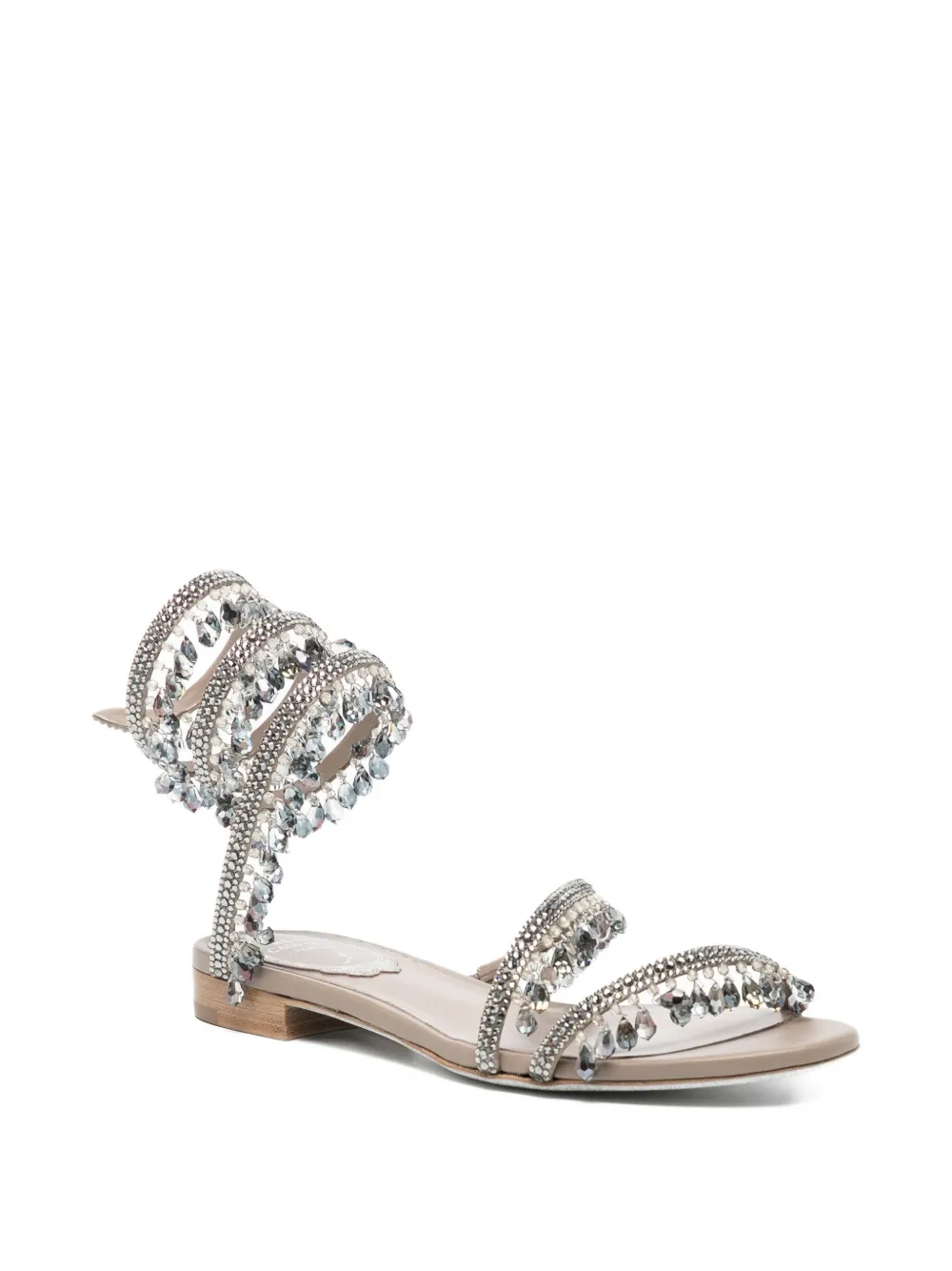 René Caovilla Sandalen verfraaid met kristallen Beige