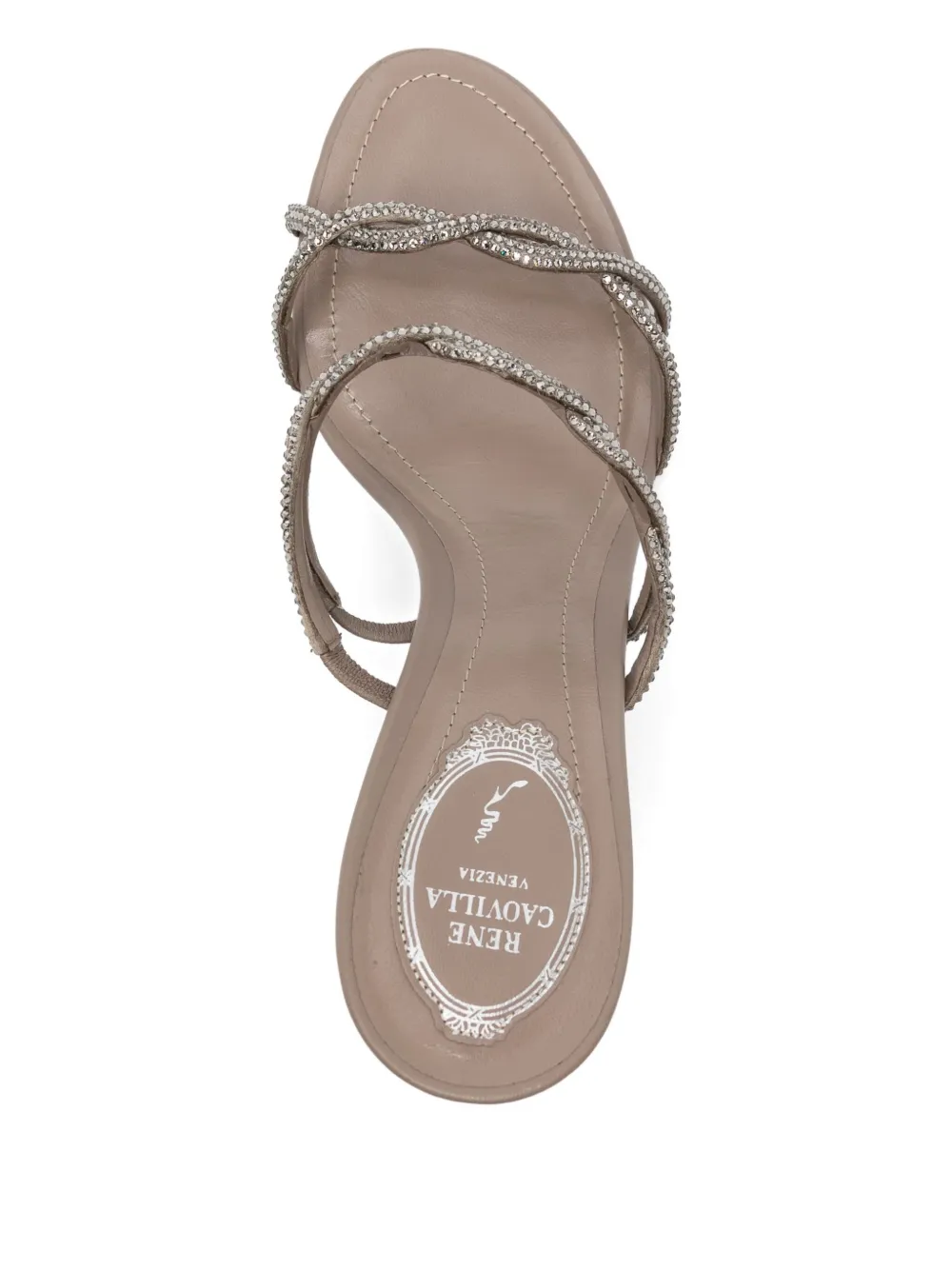 René Caovilla 90mm crystal-embellished sandals Neutrals