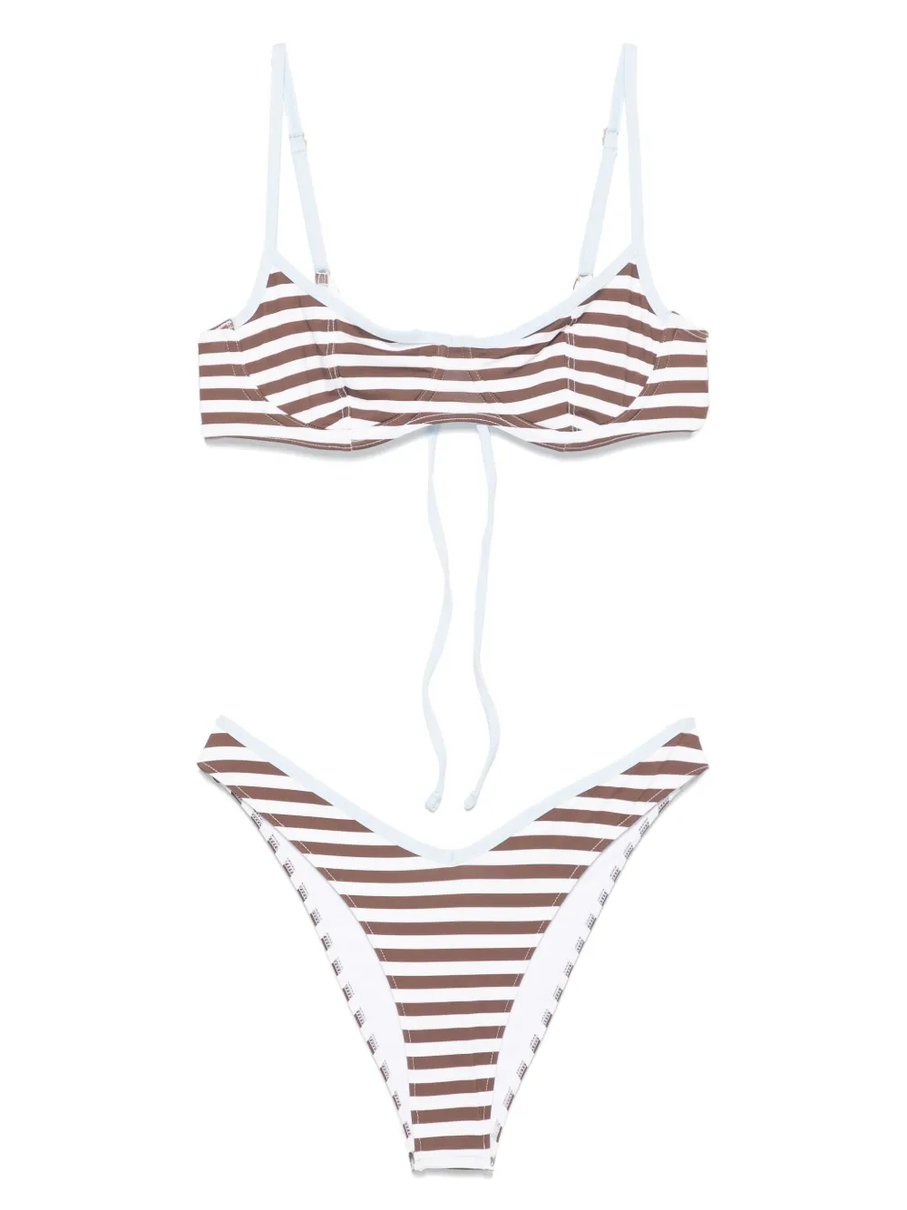 Frankies Bikinis striped bikini set - Bianco