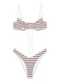 Frankies Bikinis striped bikini set - White