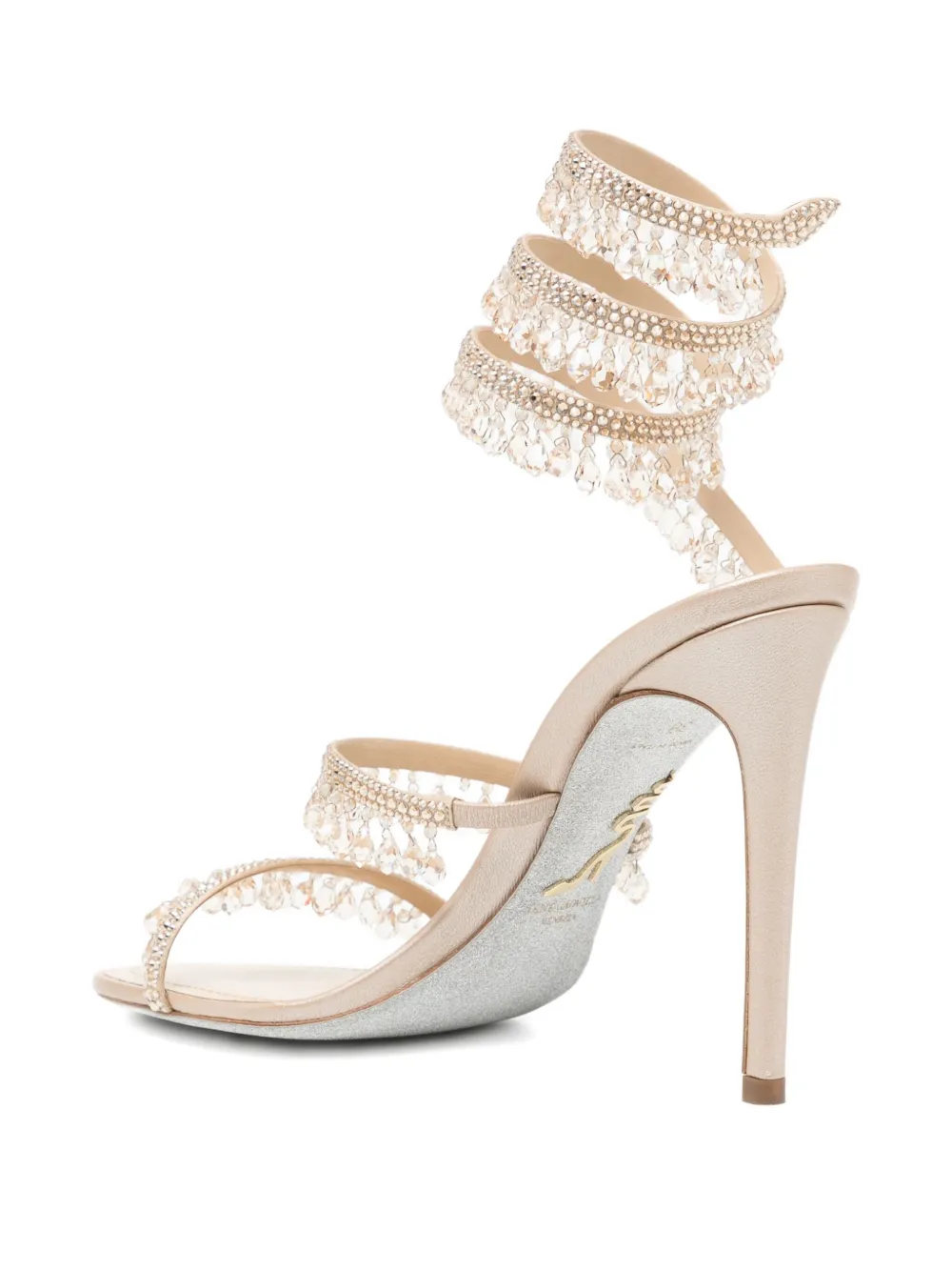 René Caovilla 105mm Chandelier sandalen Beige