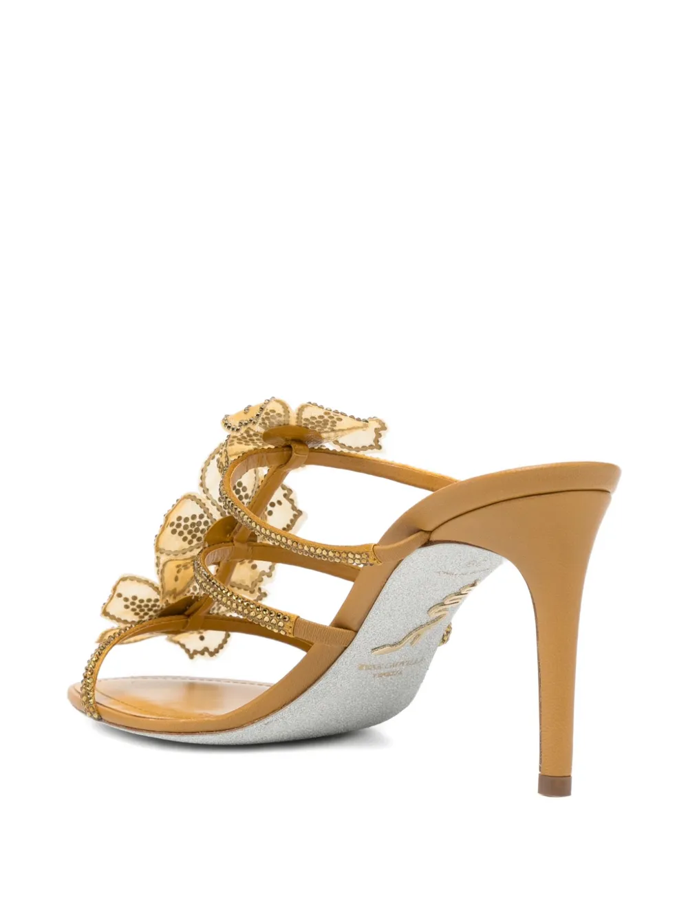 René Caovilla 80 mm sandalen met perzik en bloem Bruin