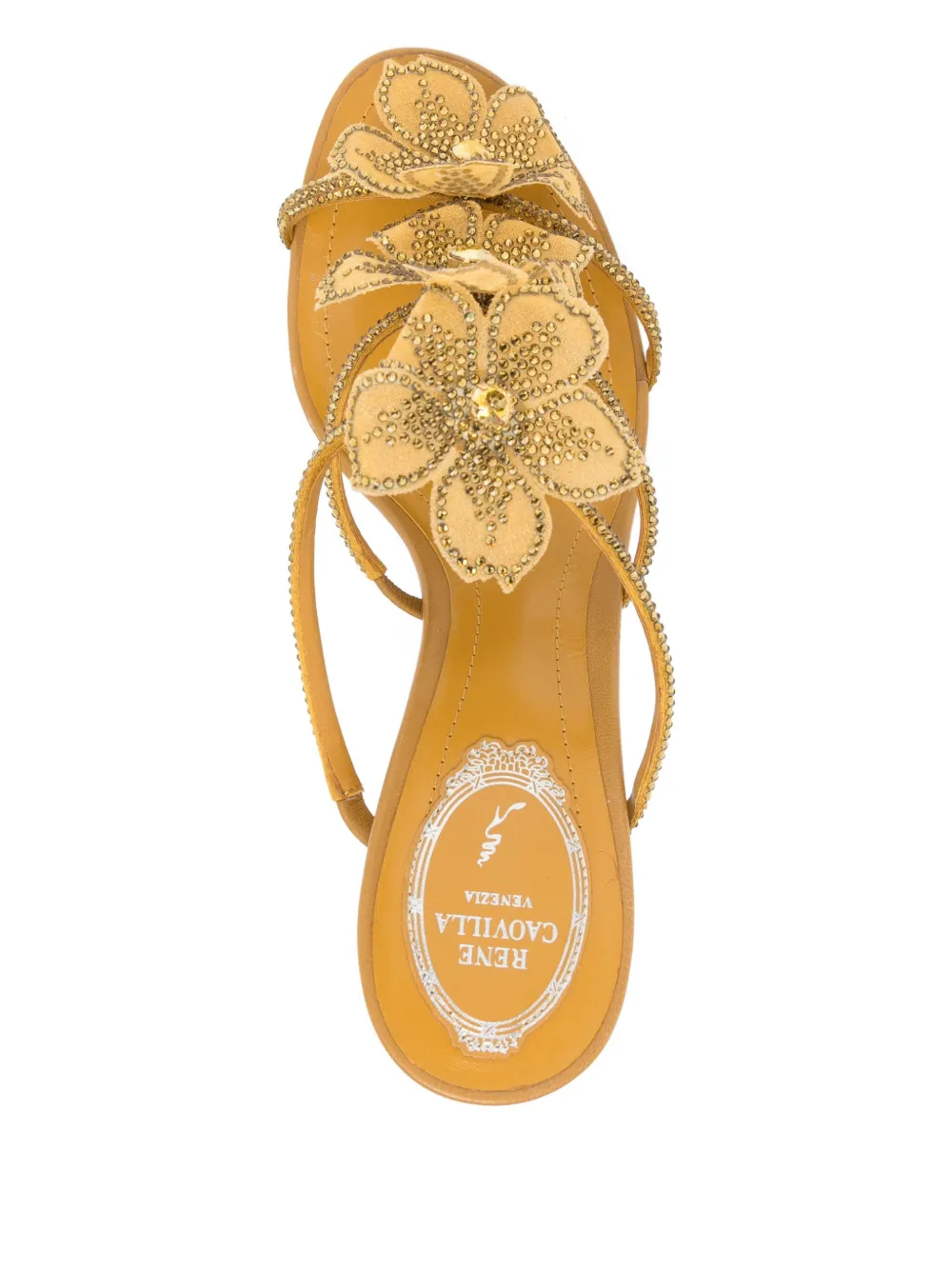 René Caovilla 80 mm sandalen met perzik en bloem Bruin