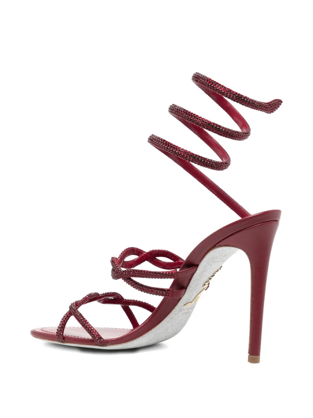 René Caovilla 110mm spiral-embellished knot sandals Red