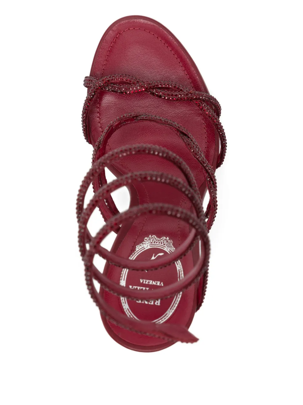 René Caovilla 110mm spiral-embellished knot sandals Red