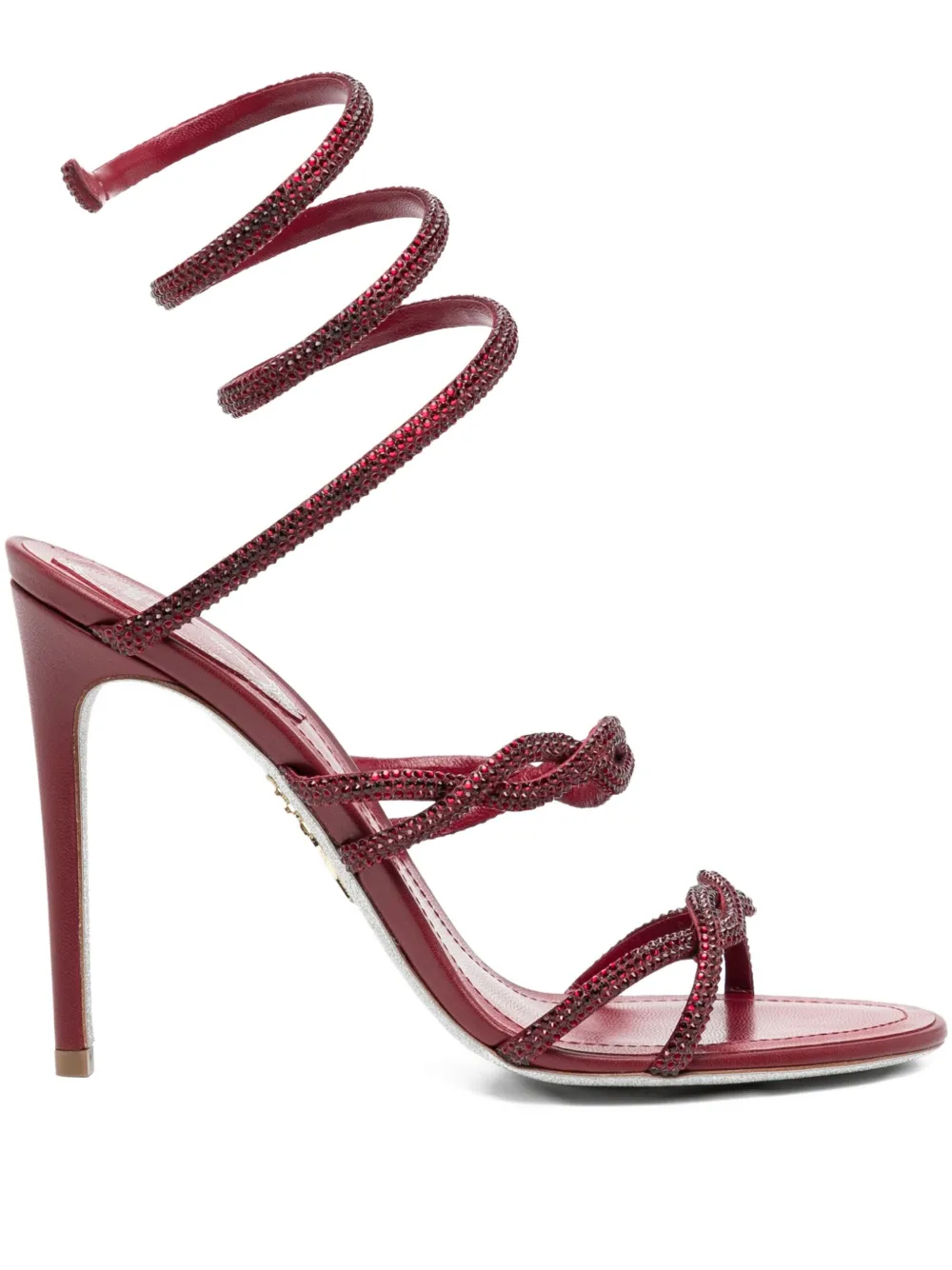 René Caovilla 110mm spiral-embellished knot sandals Red