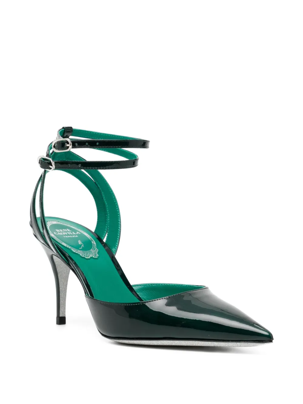 René Caovilla 80mm leather pumps Green