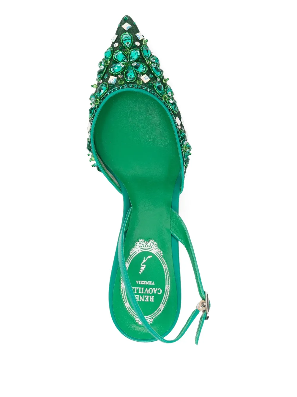 René Caovilla Cinderella 80mm pumps Groen