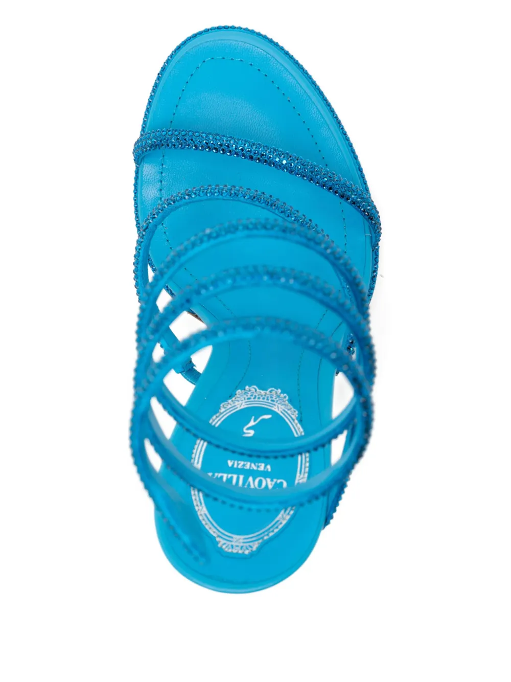 René Caovilla 110mm crystal-embellished spiral-wrap sandals Blue