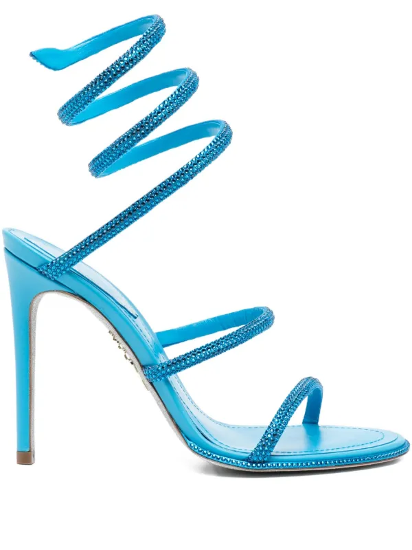 René Caovilla 110mm crystal-embellished spiral-wrap Sandals Blue