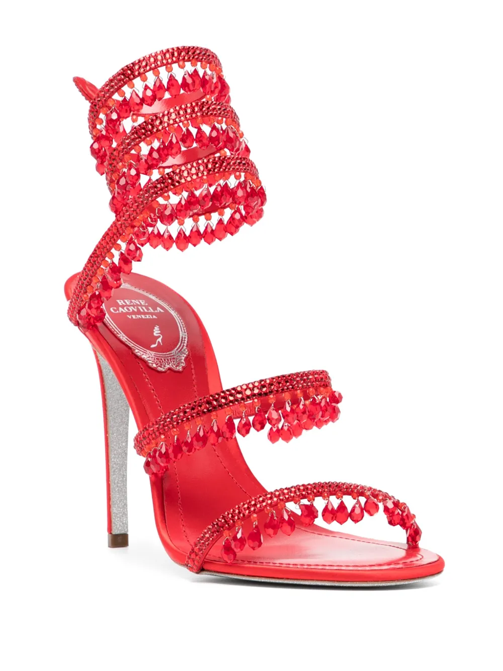 René Caovilla 110mm chandelier sandals Red