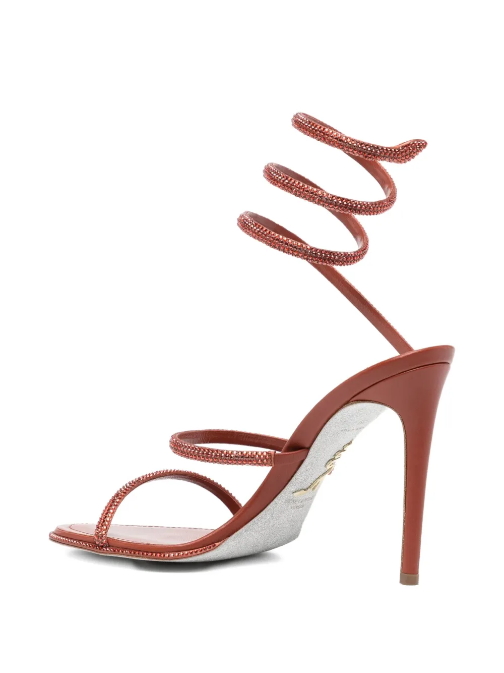 René Caovilla 110 mm sandalen verfraaid met kristallen en spiraalvormige bandjes Rood