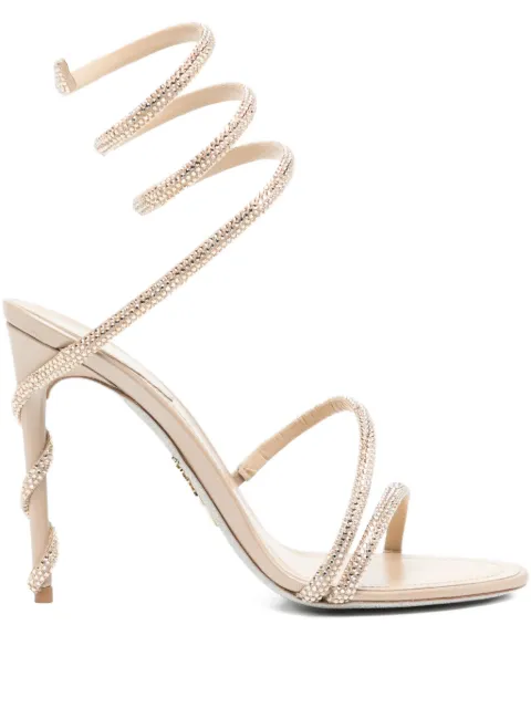 René Caovilla 110mm crystal-embellished spiral-wrap sandals