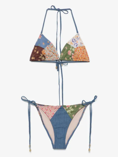 ZIMMERMANN patchwork-print bikini set