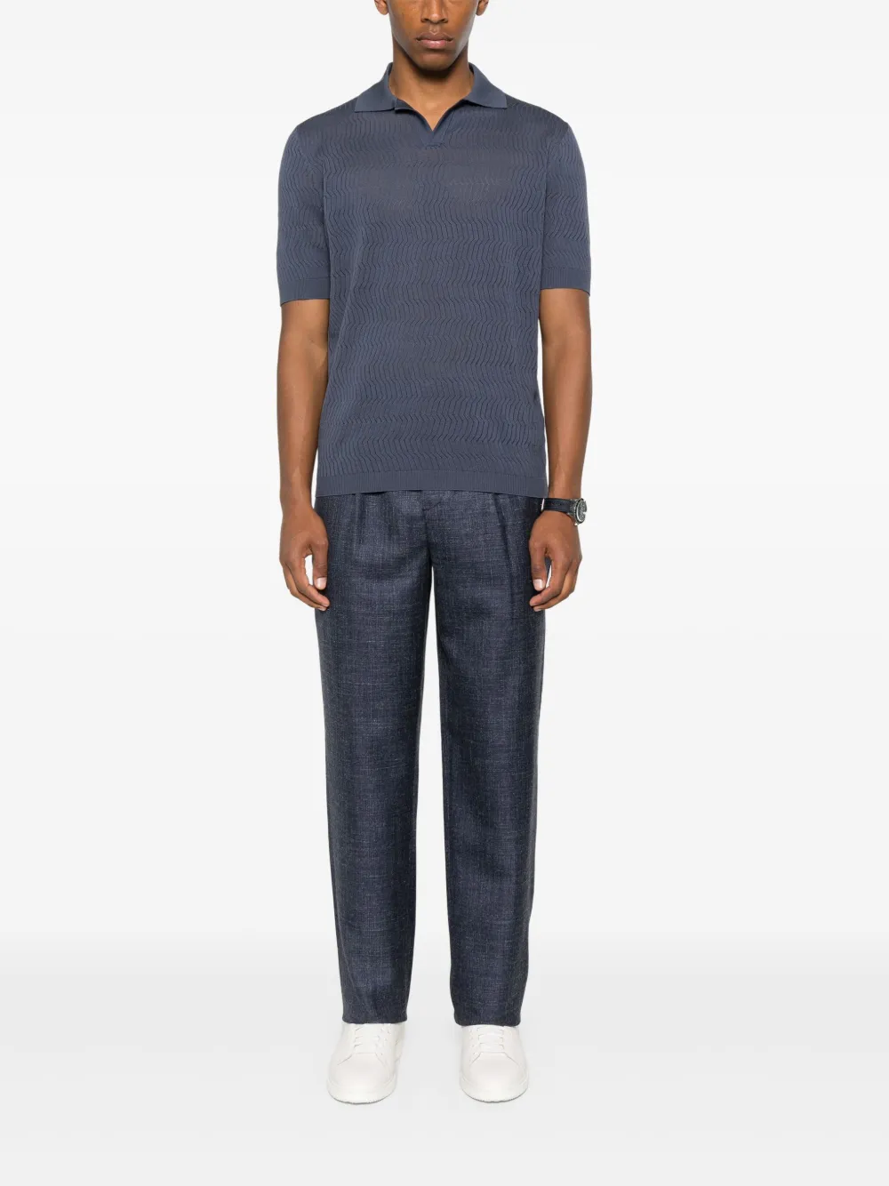 Agnona Zijden poloshirt - Blauw