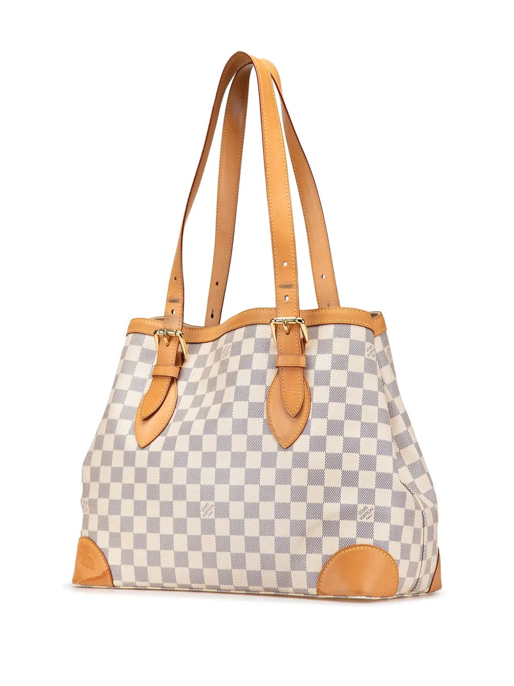 Pre-owned Louis Vuitton 2011 Damier Azur Hampstead Mm Tote Bag In White