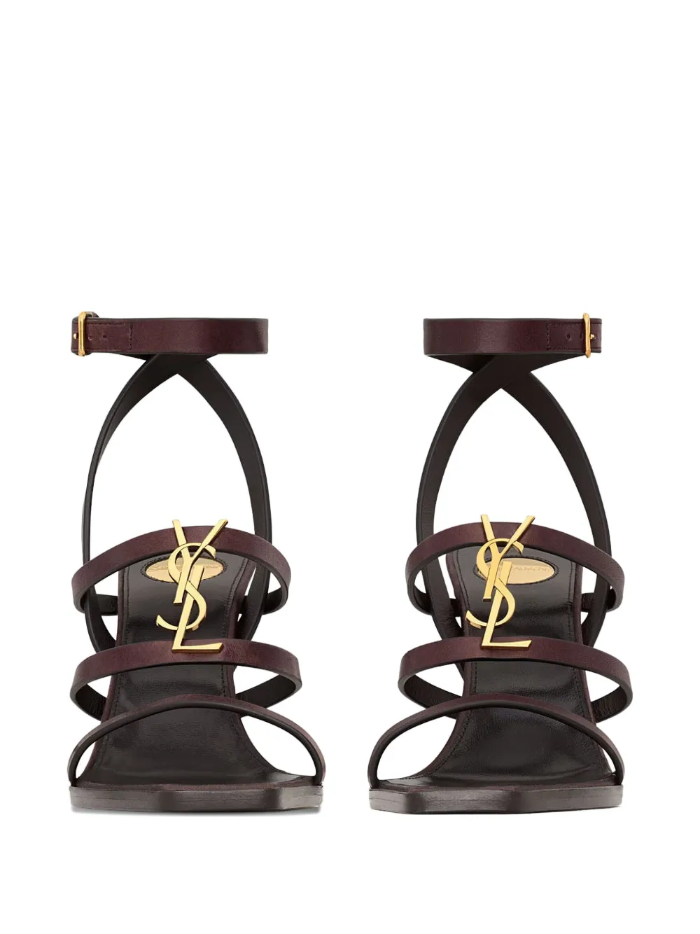 Saint Laurent Cassandra 90 Leather Wedge Sandal In Blue