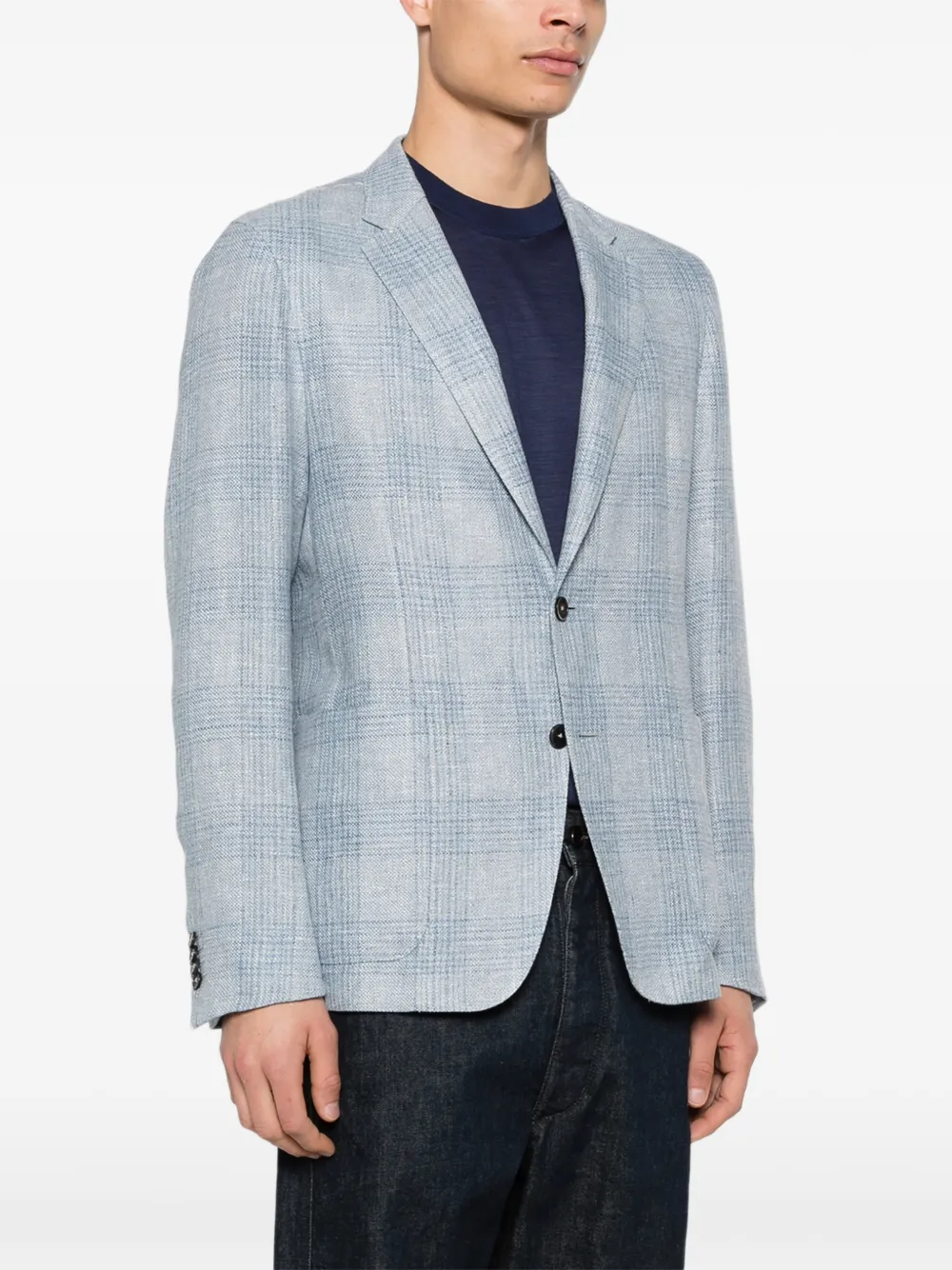  Zegna Checked Blazer - Blue 
