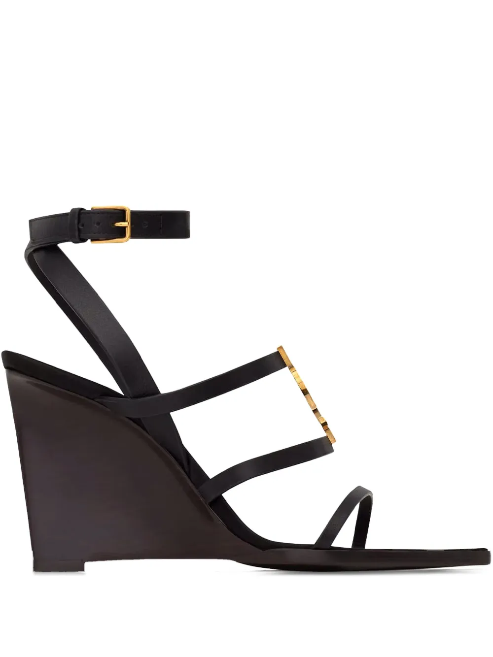 Saint Laurent 90 mm Cassandra sandalen met sleehak en bandjes Zwart