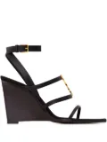 Saint Laurent 90mm Cassandra strappy wedge sandals - Black