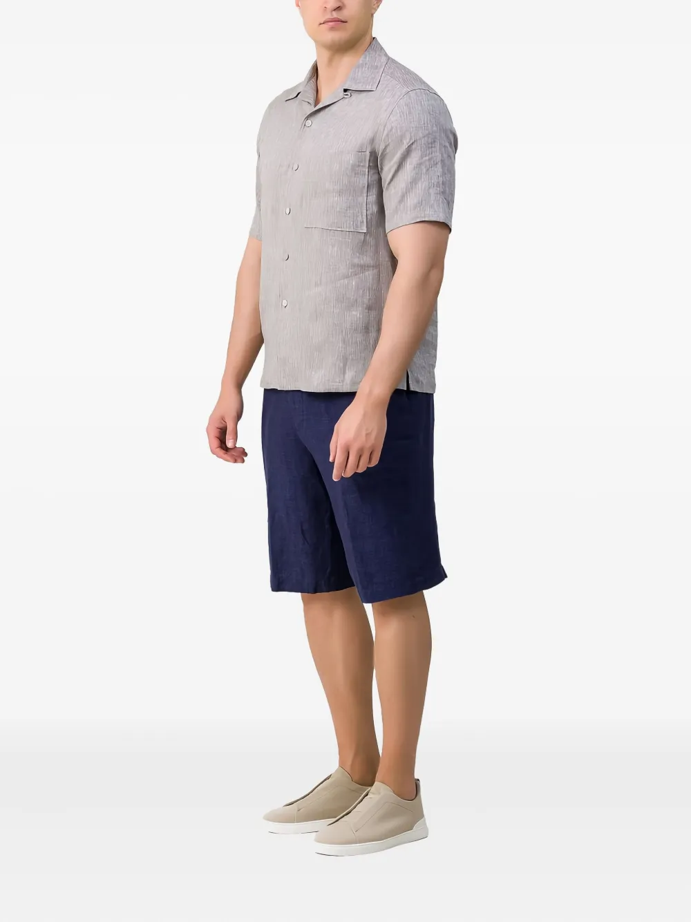 Zegna Linen Shorts In Blue