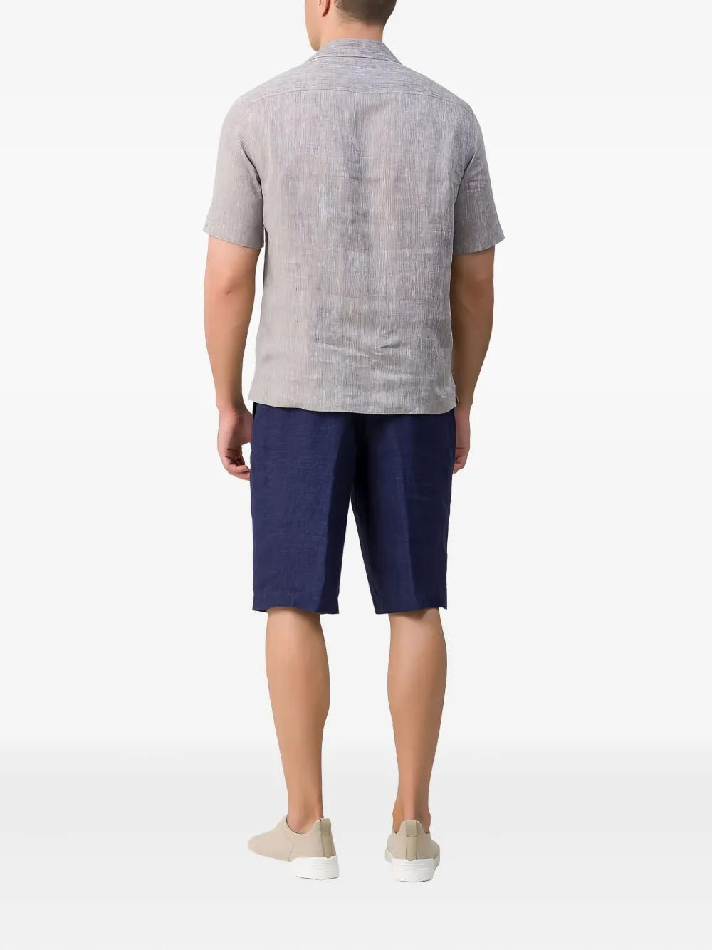 Zegna Linen Shorts In Blue