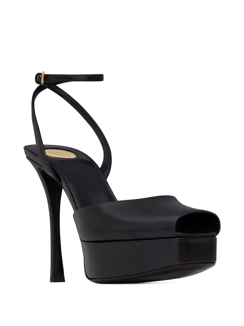 Saint Laurent Leather La Scandale Platform Sandals 85 In Black