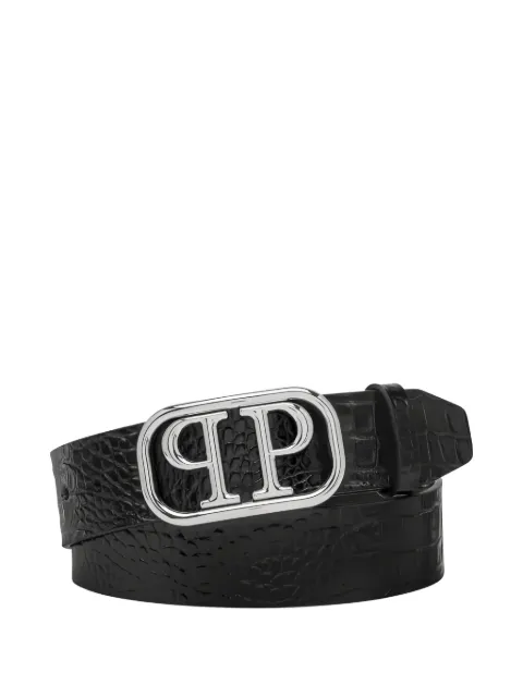Philipp Plein logo-plaque crocodile-effect belt