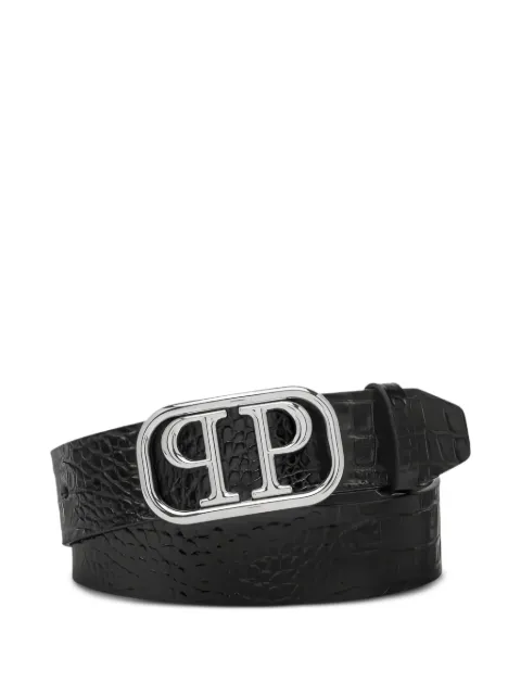 Philipp Plein logo-plaque crocodile-effect belt