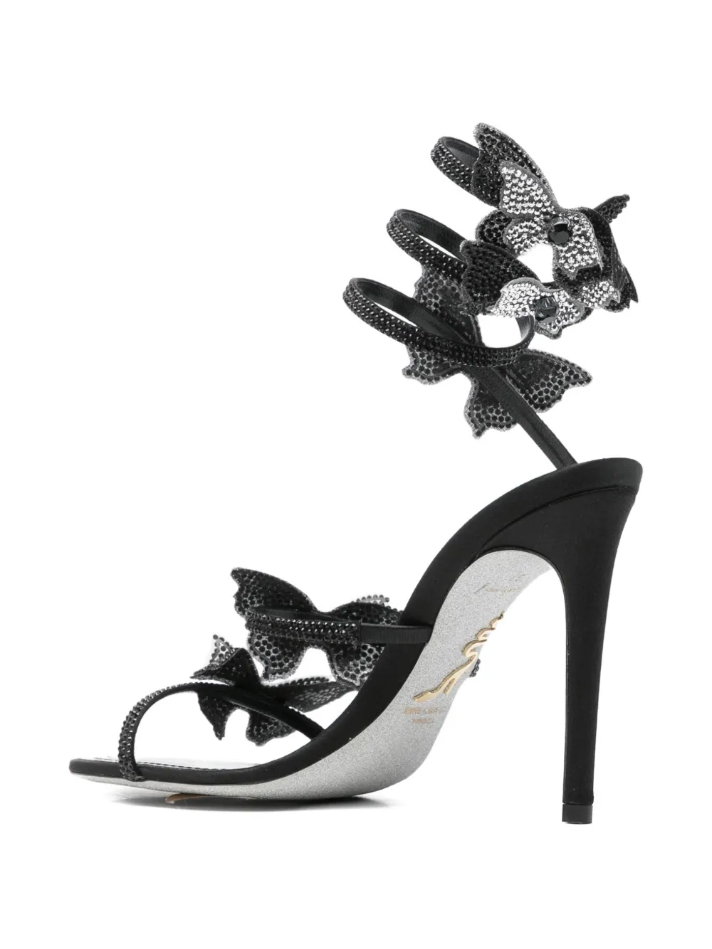 René Caovilla butterfly-embellished sandals Zwart